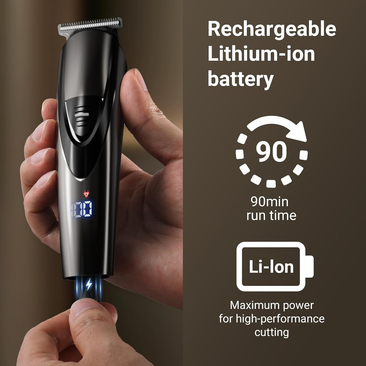 Rechargeable Beard Trimmer for Men: 𝟏𝟐-in-1 Grooming Kit | 𝐏𝐫𝐨fessional Barber Hair Clippers with 6 Detachable Heads & Turbo Speed - Waterproof for Wet/Dry - 𝐒𝐚𝐟𝐞ty Lock, 90-Min