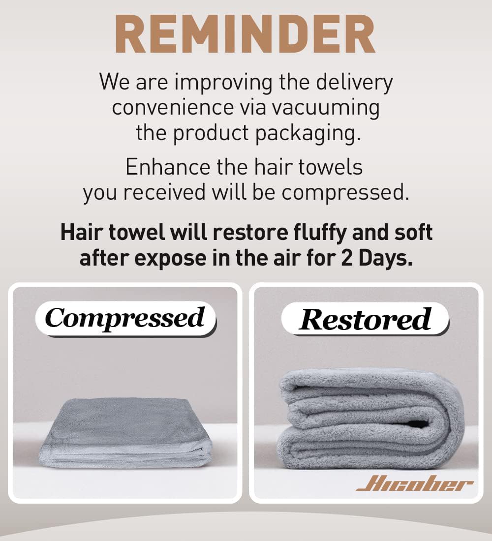 Hicober Microfiber Hair Towel Wrap for Women, Blue Grey Pink, 3-Pack