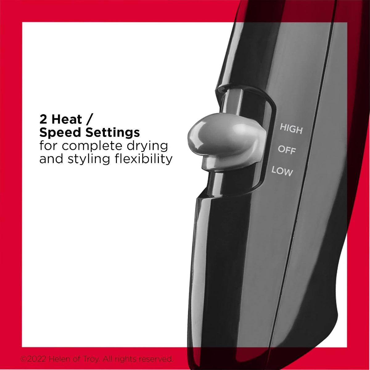 Revlon Compact Hair Dryer | 1875W Lightweight Design, Perfect for Travel, (Black) | Lightweight Design, 2 Heat/Speed Settings, Hanging Ring