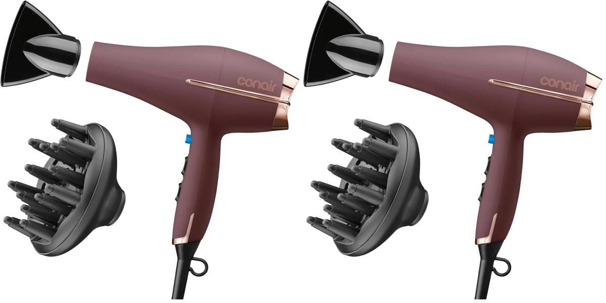 Conair InfinitiPRO Hair Dryer with Diffuser & Concentrator, 1875W, Black