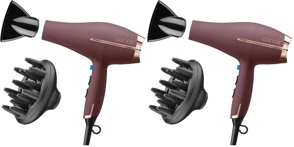Conair Hair Dryer with Diffuser & Concentrator, 1875W AC Motor, Plum