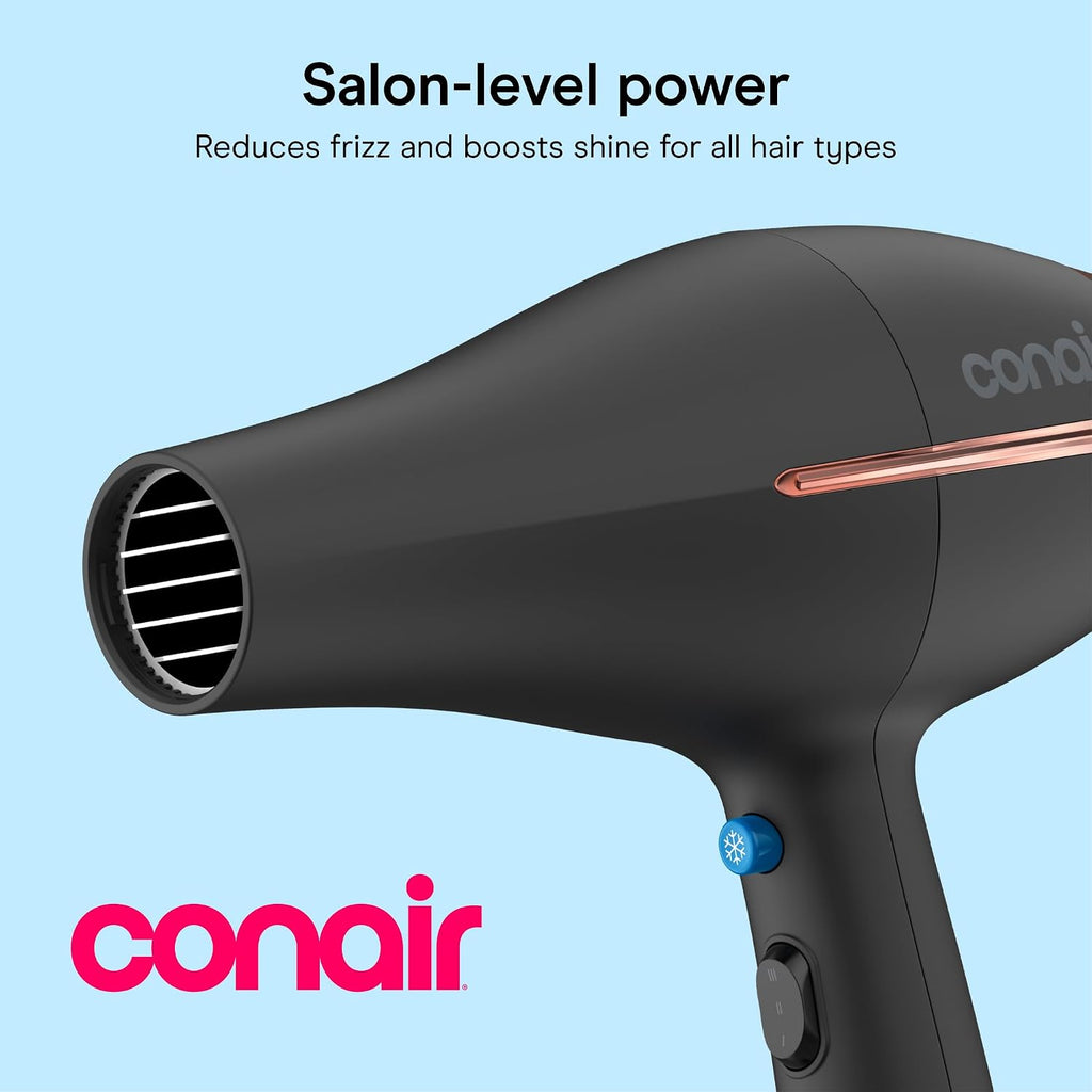 Conair InfinitiPRO Hair Dryer with Diffuser & Concentrator, 1875W, Black