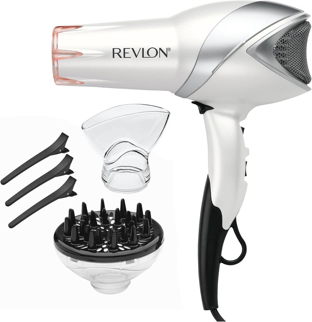REVLON Infrared Ionic Hair Dryer with Diffuser & Concentrator, White