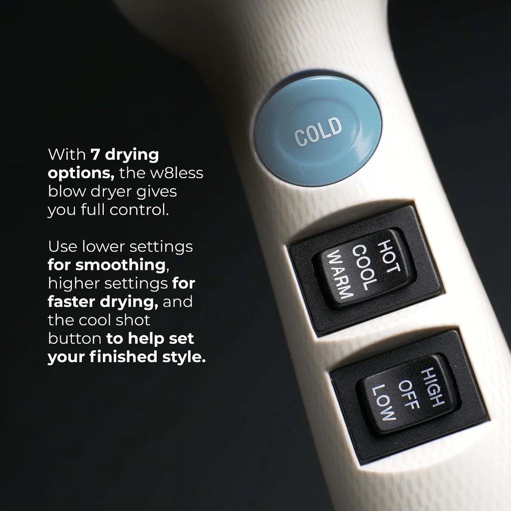 RUSK Engineering W8less Professional 2000 Watt Dryer, 7 Speed Settings, Lightweight.