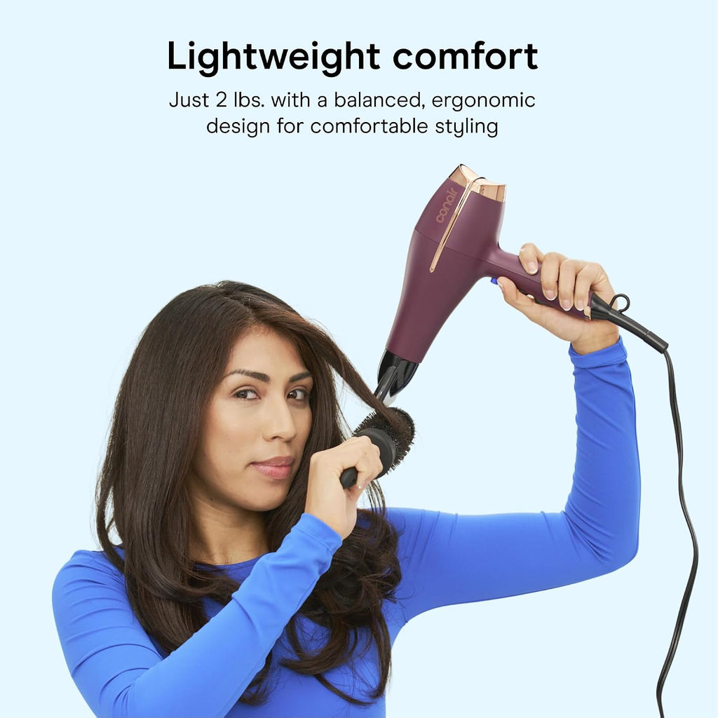 Conair Hair Dryer with Diffuser & Concentrator, 1875W AC Motor, Plum