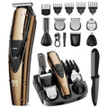 Rechargeable Beard Trimmer for Men: 𝟏𝟐-in-1 Grooming Kit | 𝐏𝐫𝐨fessional Barber Hair Clippers with 6 Detachable Heads & Turbo Speed - Waterproof for Wet/Dry - 𝐒𝐚𝐟𝐞ty Lock, 90-Min