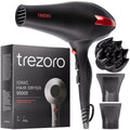 TREZORO Professional Hair Dryer with 2 Concentrator Nozzles, 2000W, Black