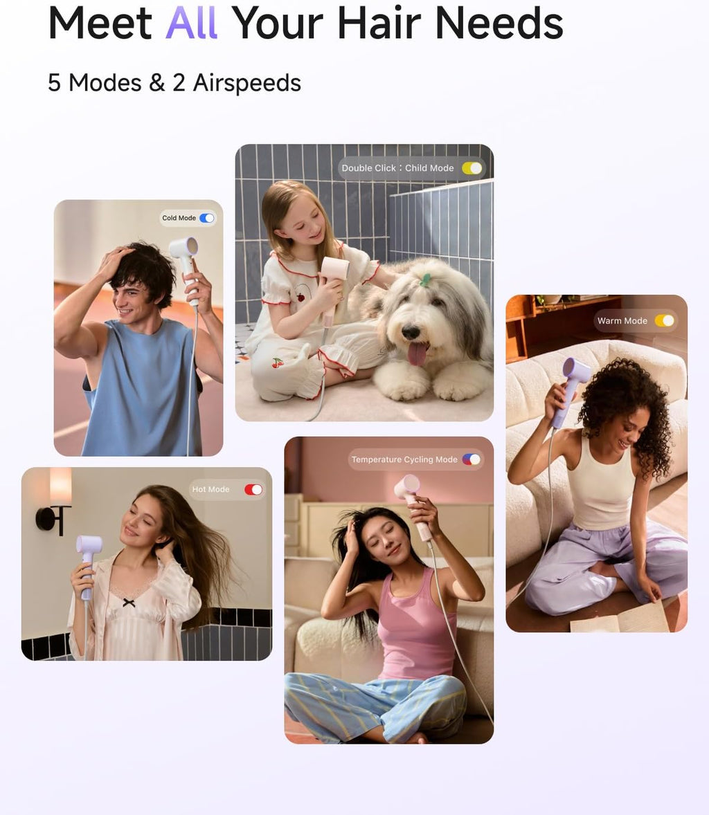 Laifen Air Diffuser Hair Dryer, 15×High-Speed Blow Dryer for Women, Milktea