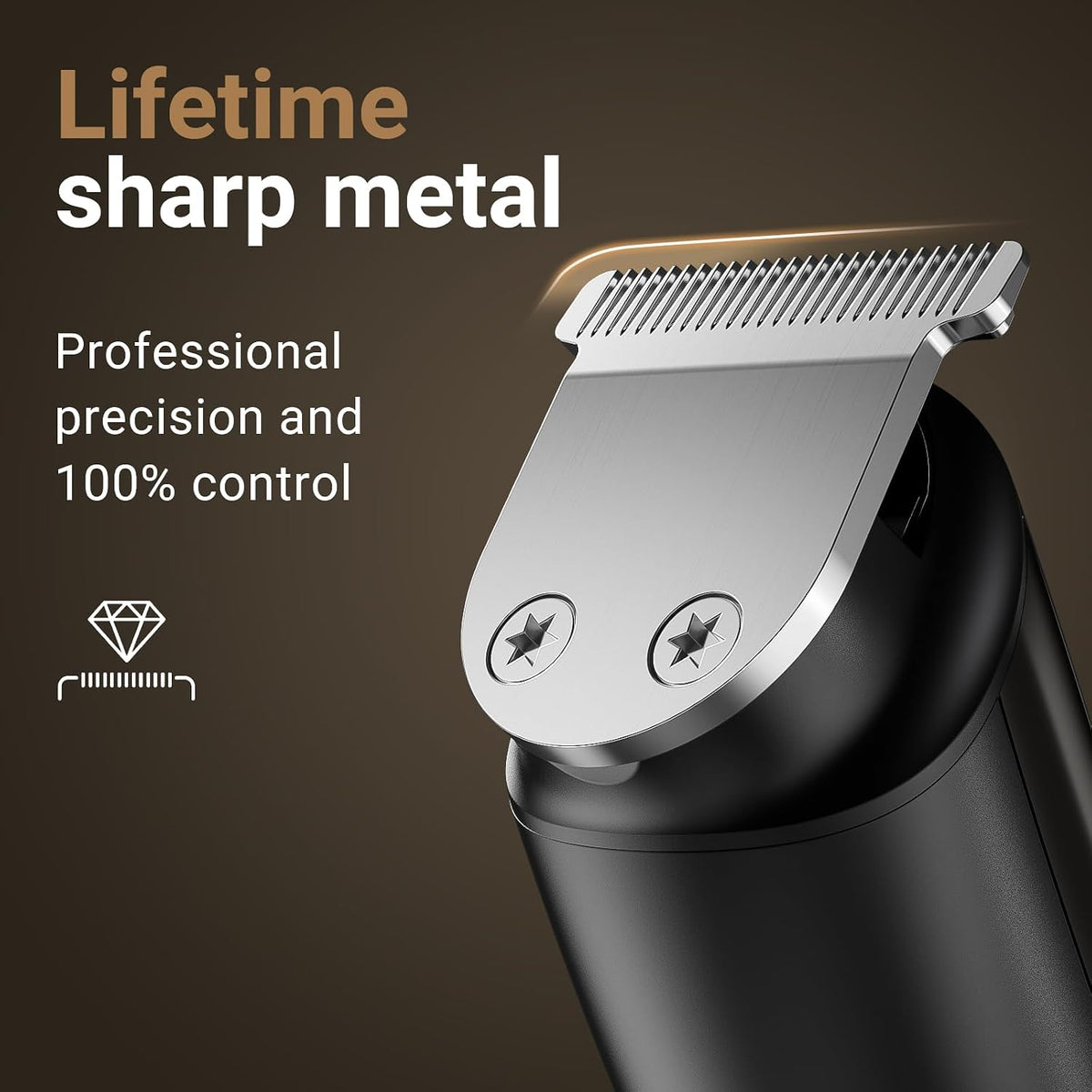Rechargeable Beard Trimmer for Men: 𝟏𝟐-in-1 Grooming Kit | 𝐏𝐫𝐨fessional Barber Hair Clippers with 6 Detachable Heads & Turbo Speed - Waterproof for Wet/Dry - 𝐒𝐚𝐟𝐞ty Lock, 90-Min