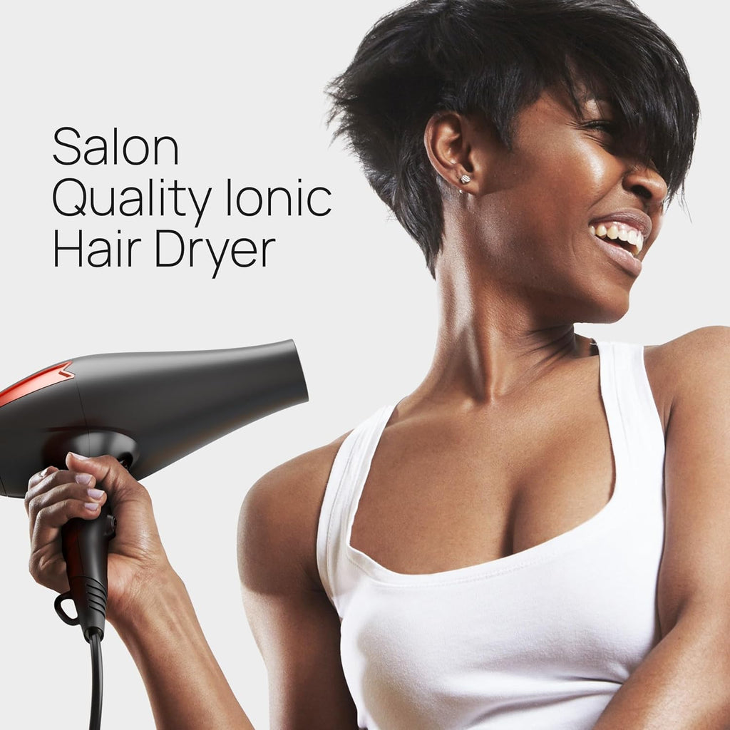 TREZORO Professional Hair Dryer with 2 Concentrator Nozzles, 2000W, Black