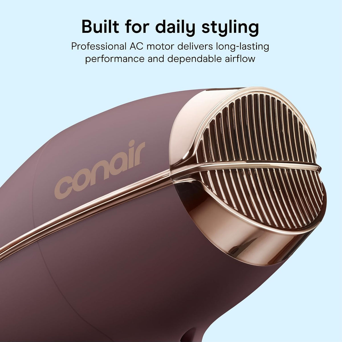 Conair Hair Dryer with Diffuser & Concentrator, 1875W AC Motor, Plum