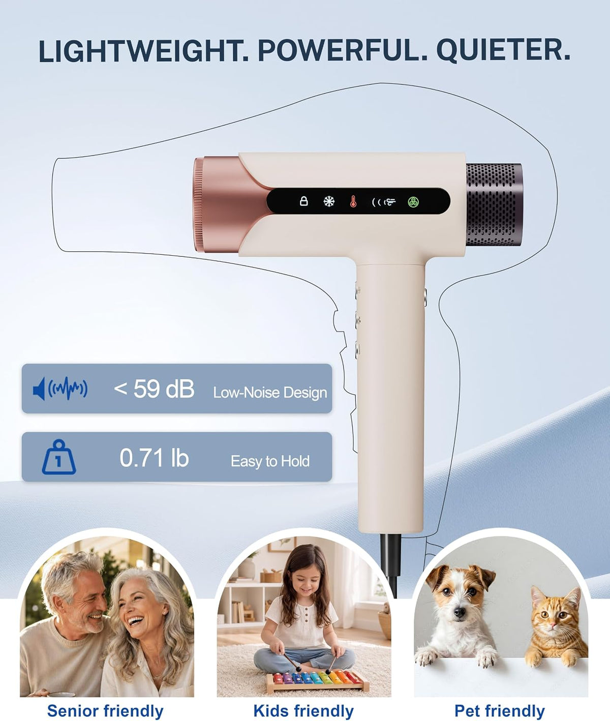 Pro Hair Dryer, High-Speed Ionic Blow Dryer with Diffuser, 1875W